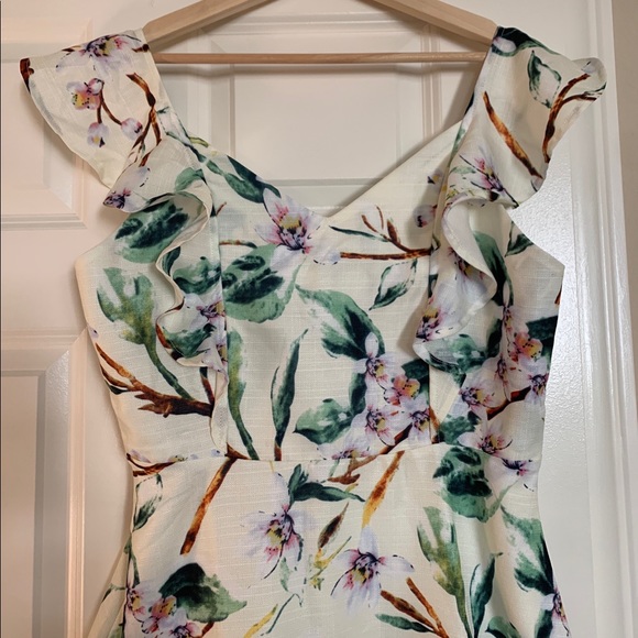 J by J.O.A. Floral Knee length A line Dress with Ruffled sleeves - Picture 5 of 10